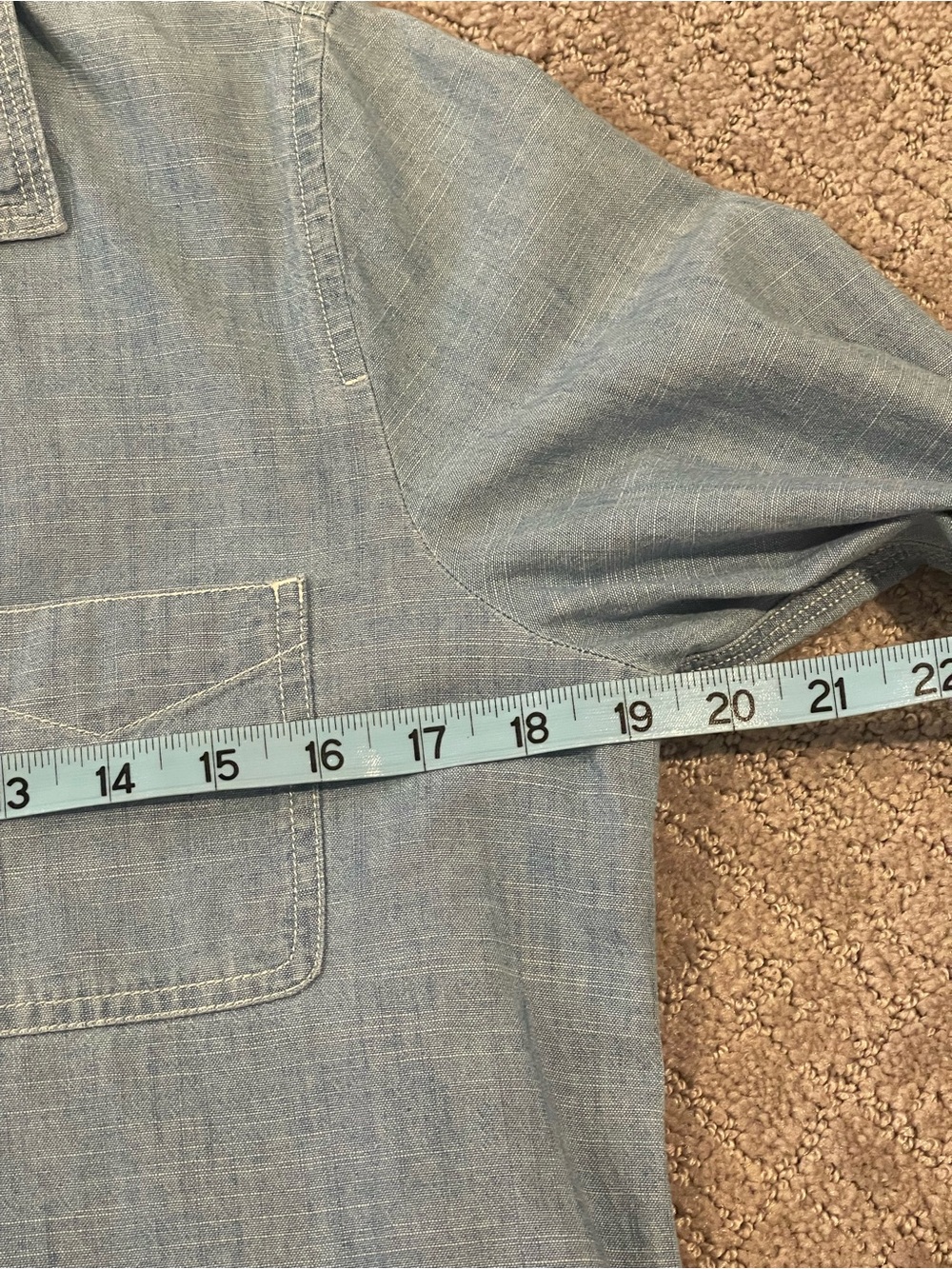 J. Crew Light Blue Chambray Popover Shirt, V-Neck, Collared, Long Sleeve, Size S - Picture 7 of 14